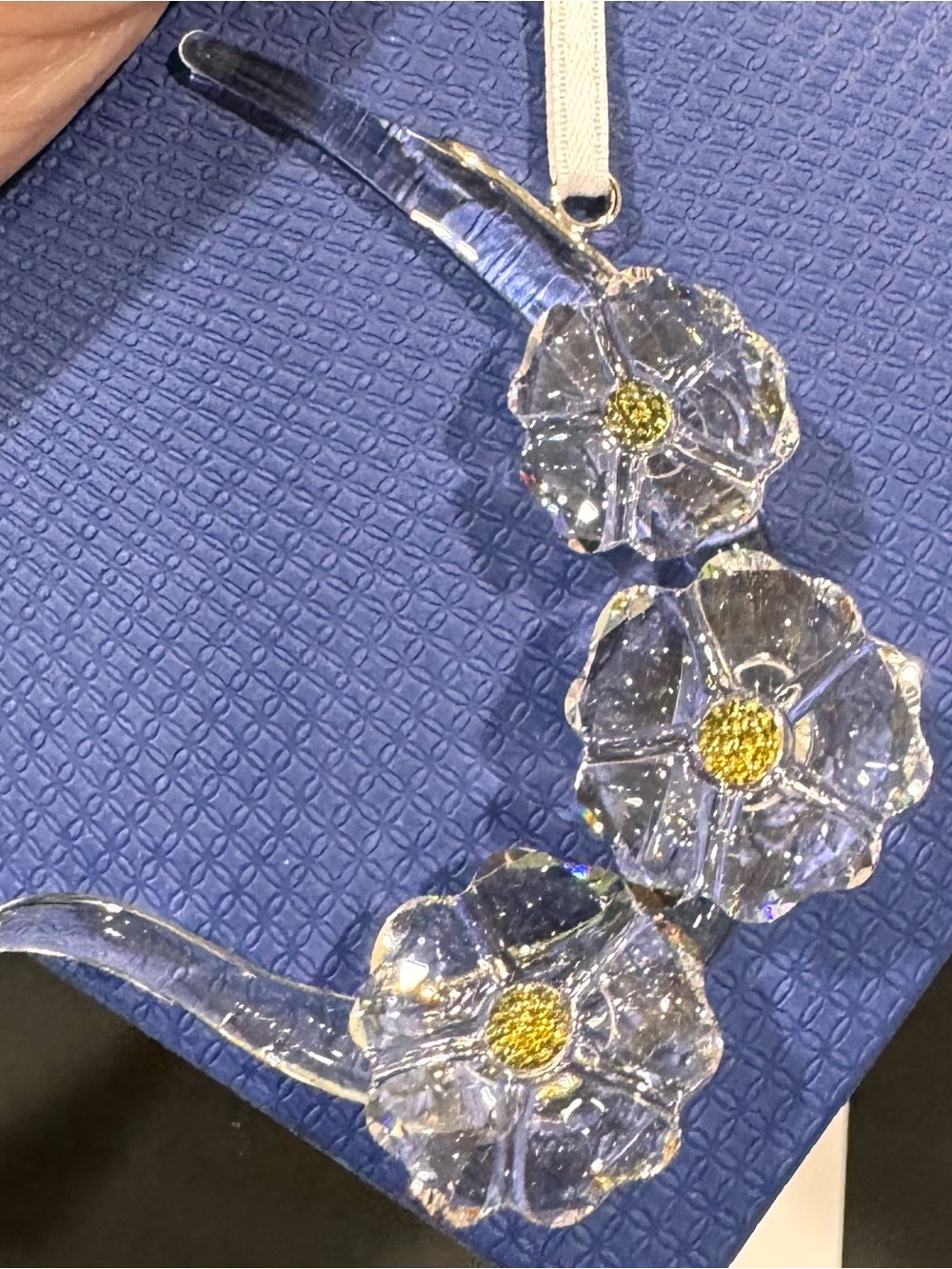 Swarovski Clear Crystal Flower Holiday Hanging Ornament Christmas Decoration